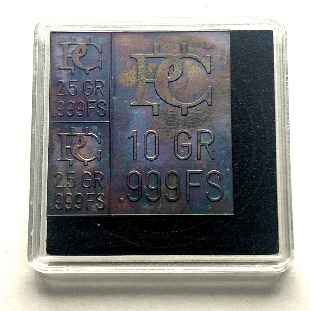 Patriot Coin 15 Grain .999 Fine Silver TONED Snappable Combi Bars Display Case